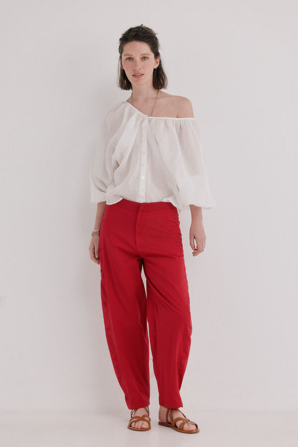 Hoss Intropia P&iacute;a. Cal&ccedil;a de cintura m&eacute;dia bordada Vermelho