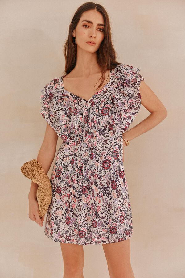 Hoss Intropia Amália. Vestido curto estampado Ecru