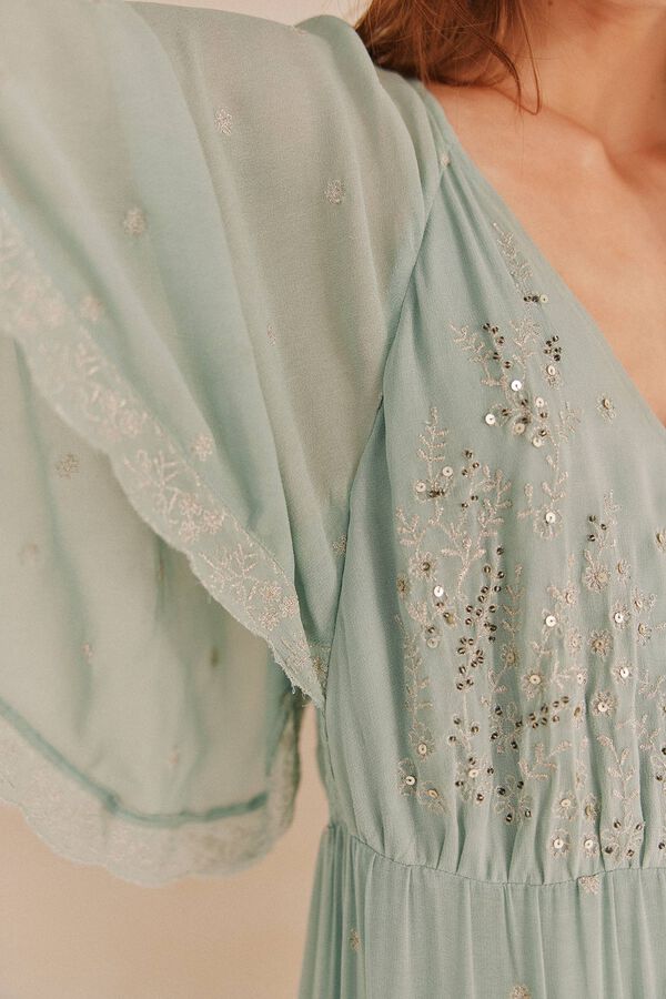 Hoss Intropia Lara. Vestido bordado. Azul