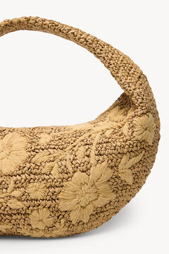 Hoss Intropia Nélida. Bolsa de ráfia bordada. Beige