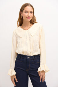 Hoss Intropia Cote. Blusa plissada Ecru