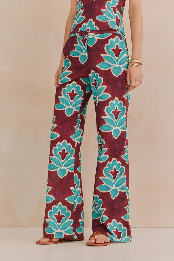 Hoss Intropia Poline. Pantalones estampados Granate