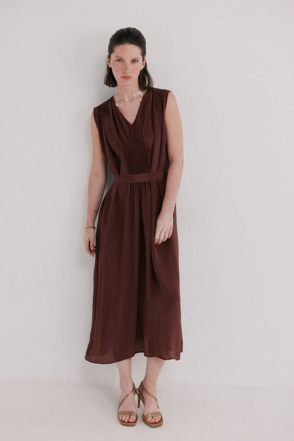 Hoss Intropia Aura. Vestido midi fluido Vermelho
