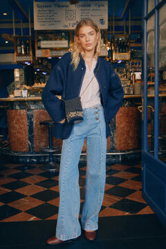 Hoss Intropia Olga. Jeans de perna larga com botões Azul
