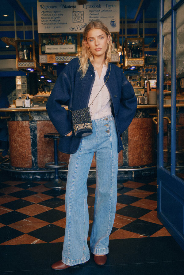 Hoss Intropia Olga. Jeans de perna larga com botões Azul