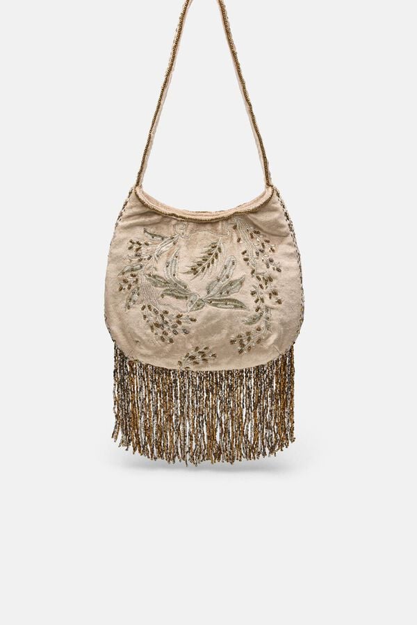 Hoss Intropia Nidia. Bolso bordado con flecos Dorado