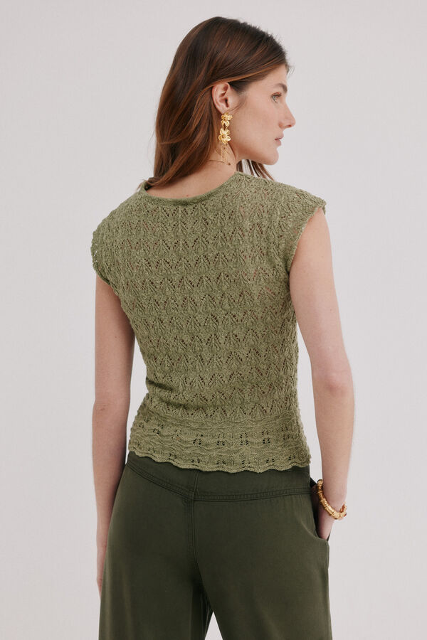 Hoss Intropia Isa. Top malha rendada Verde