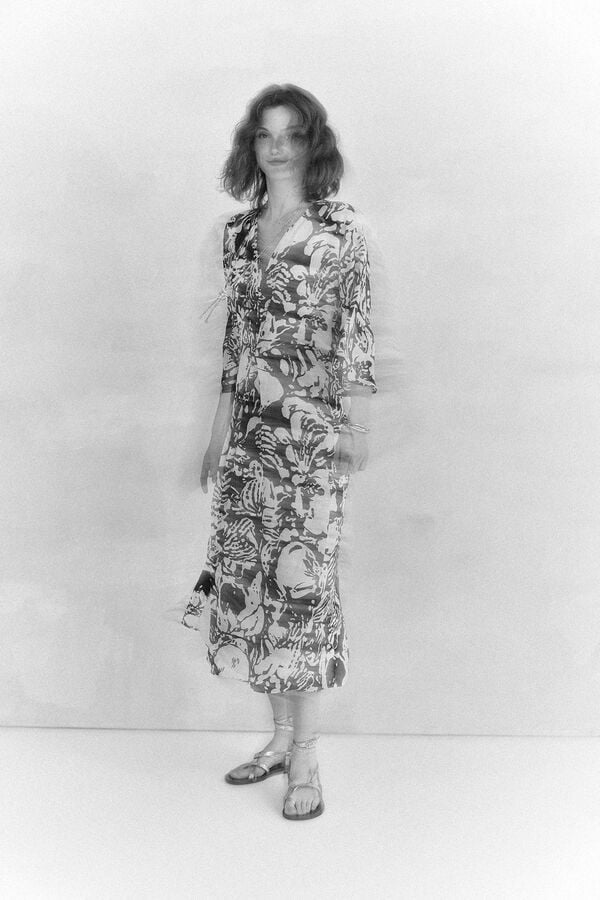 Hoss Intropia Lorna. Vestido estampado Ecru