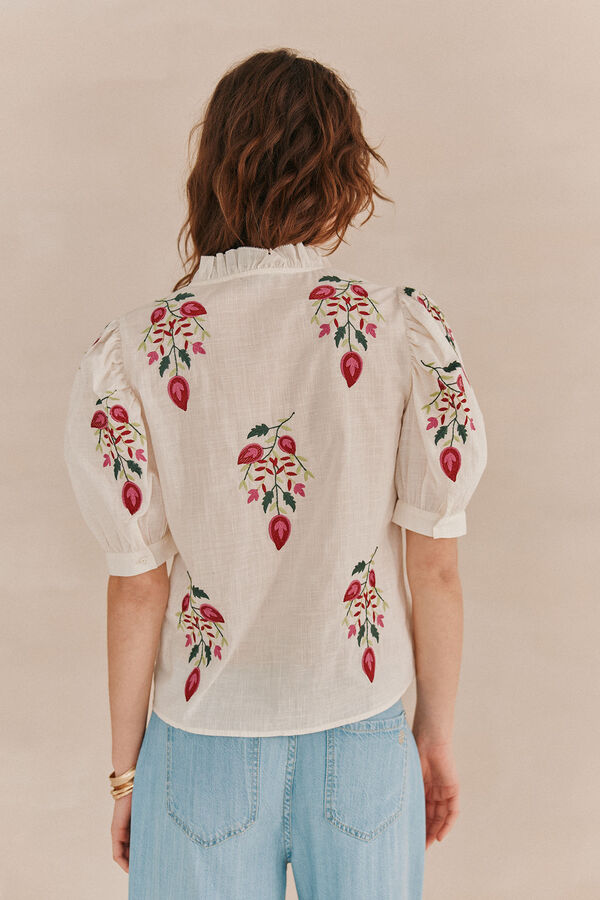 Hoss Intropia Carla Blusa bordada flores Beige