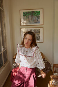Hoss Intropia Naomi. Blusa de algodón bordada Branco