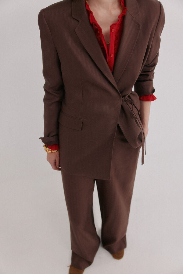 Hoss Intropia Elaine. blazer gola de lapela Castanho