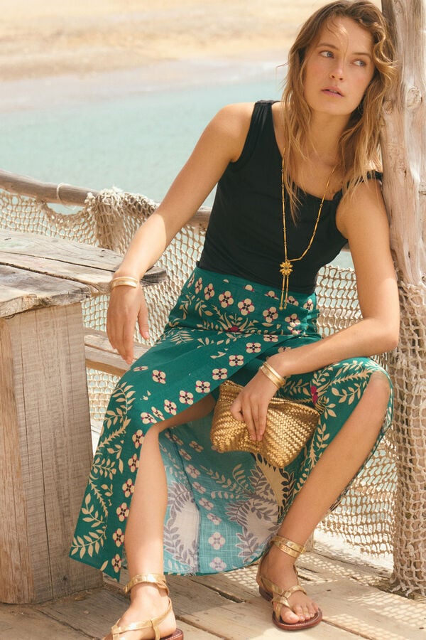 Hoss Intropia Romilda. Falda pareo Estampado Verde