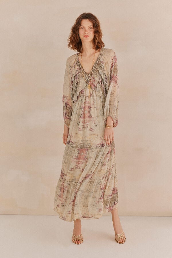 Hoss Intropia Ariana. Vestido bordado Beige