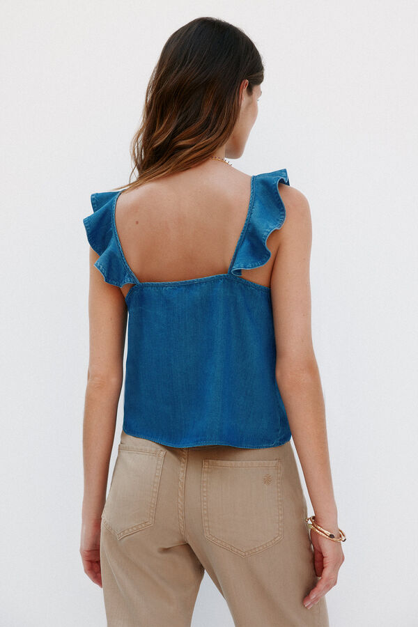 Hoss Intropia Blusa com babado Azul