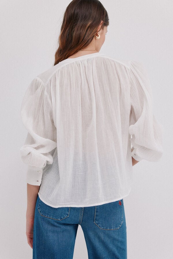 Hoss Intropia Cosima.  Blusa bordada floral Ecru