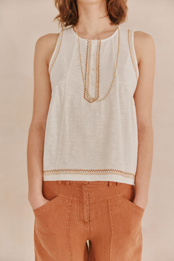 Hoss Intropia Magda. T-shirt bordada Branco