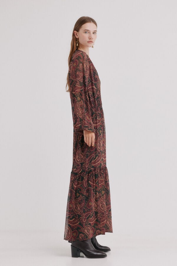Hoss Intropia Alessandra.Vestido fluido Estampado granate