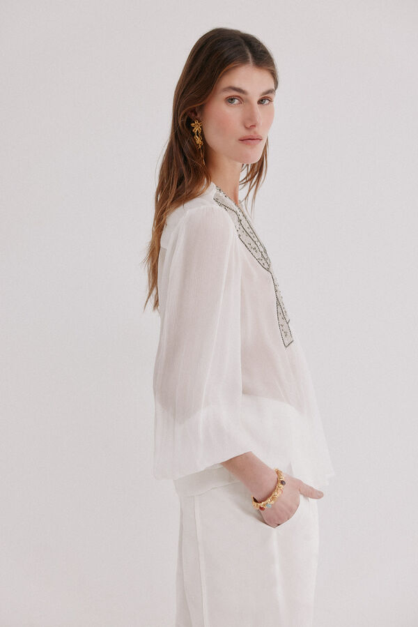 Hoss Intropia Carla. Blusa bordada Cinzento