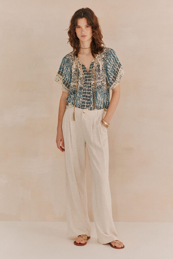 Hoss Intropia Petra. Pantalones fluidos Marfil