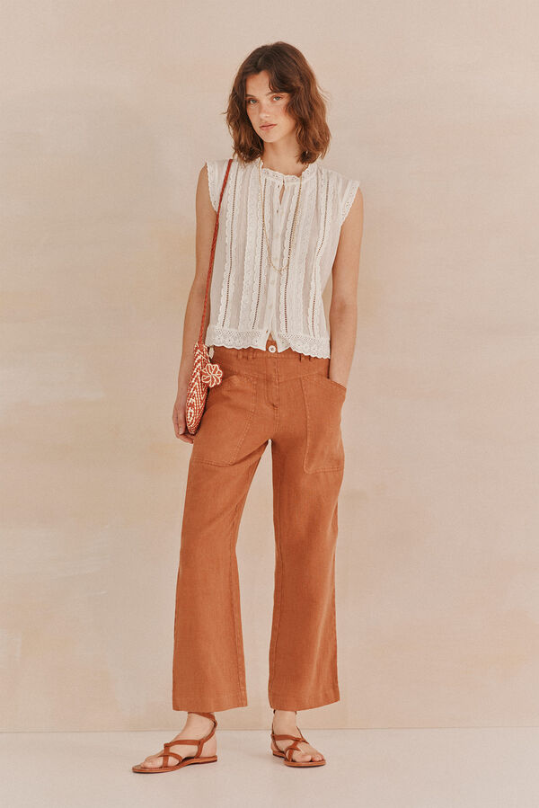 Hoss Intropia Priya.Pantalon lino Marron