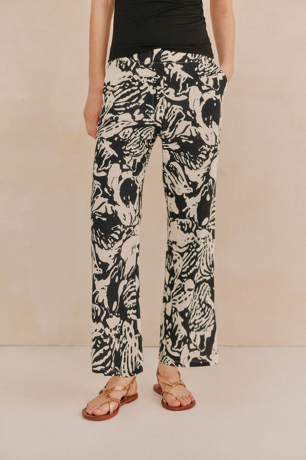 Hoss Intropia Pruden. Pantalón estampado Marfil