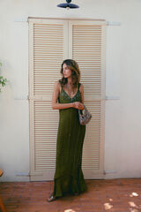 Hoss Intropia Aurore.Vestido abalorios Kaki