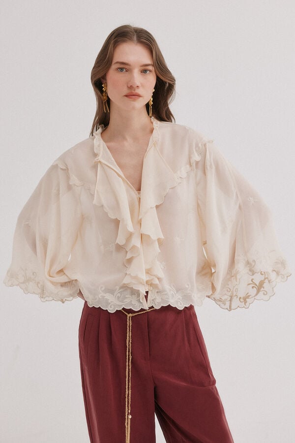 Hoss Intropia Chelsea. Blusa rom&aacute;ntica Marfil