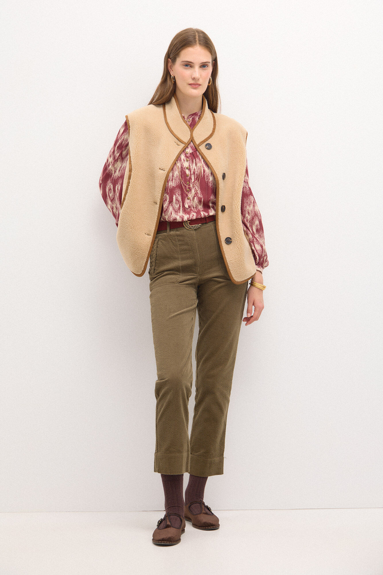 Pantalon pana recto mujer clearance