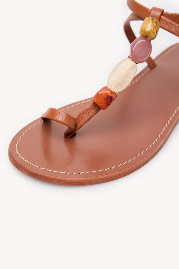 Hoss Intropia Maider. Sandalias de piel piedras Marron