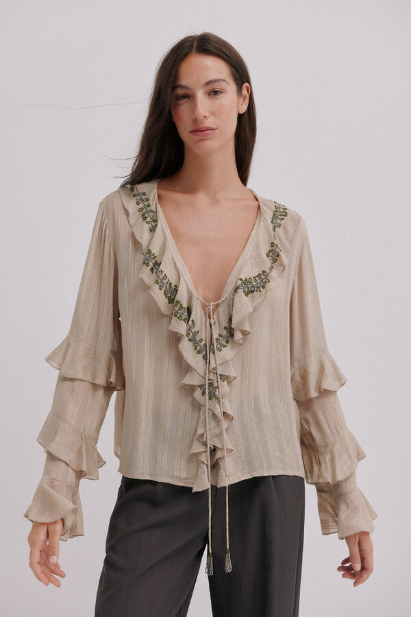 Hoss Intropia Clotilde. Blusa romántica Gris