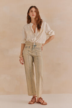 Hoss Intropia Pianna. Calça jeans com cintura Beige
