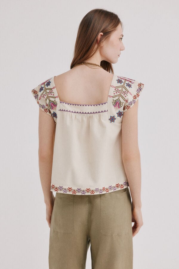 Hoss Intropia Blusa com bordados florais Cali. Subiu