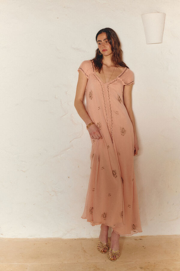 Hoss Intropia Amelia. Vestido bordado Rosa