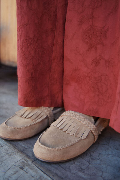 Hoss Intropia Laia. Mocassim franjas croute  Castanho