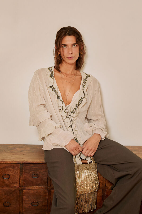 Hoss Intropia Clotilde. Blusa romántica Gris