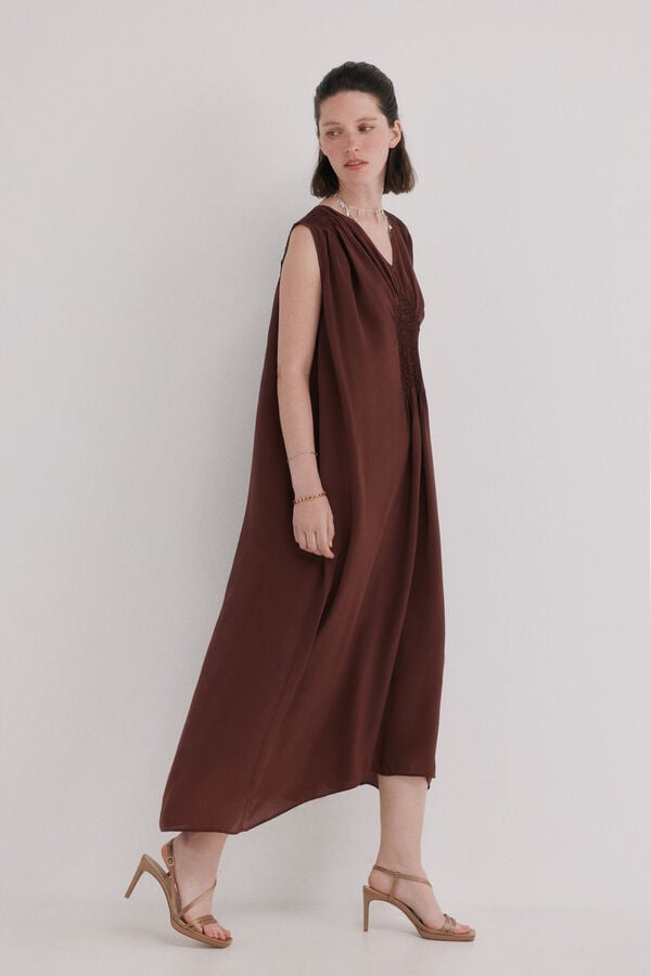Hoss Intropia Aura. Vestido midi fluido Vermelho