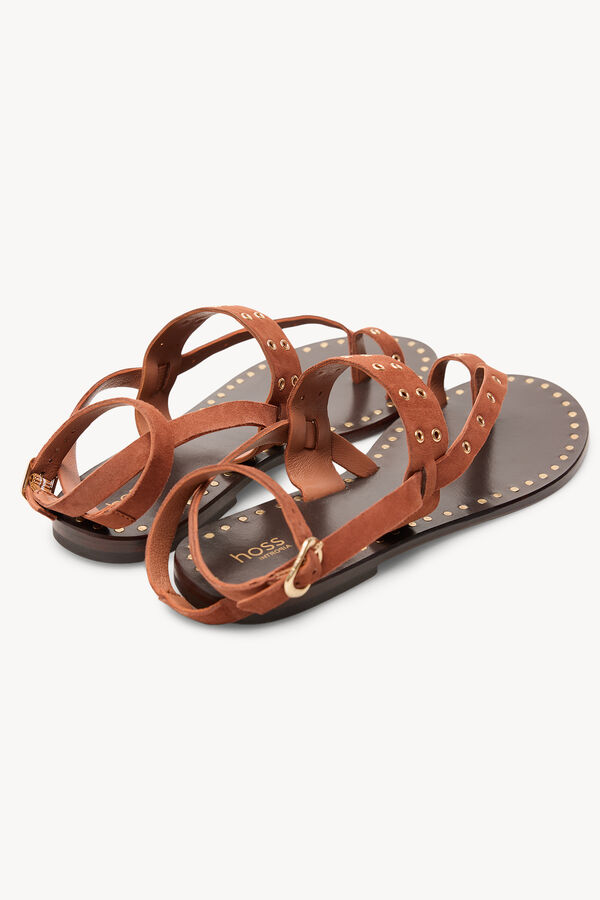 Hoss Intropia Miren. Sandalias de ante con tachas Camel