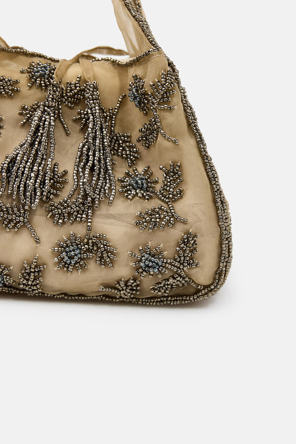 Hoss Intropia Nayara. Bolso de organza bordado Camel