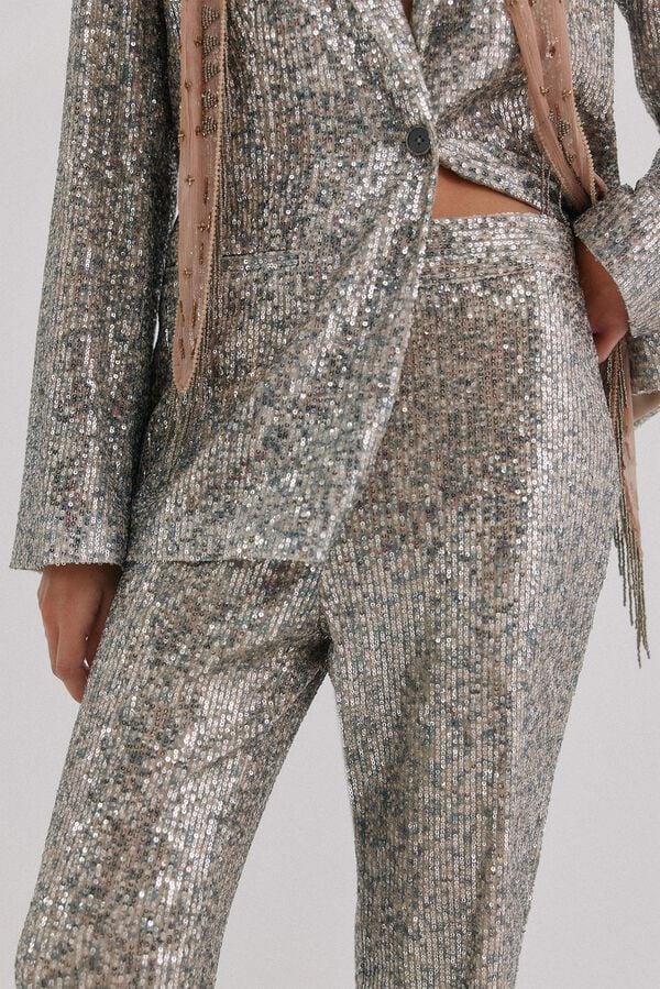 Hoss Intropia Priscilla. Pantalones de lentejuelas Gris