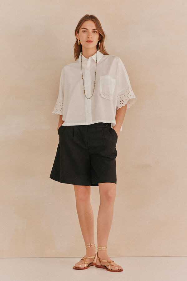 Hoss Intropia Cristine. Blusa con bordado suizo Blanco