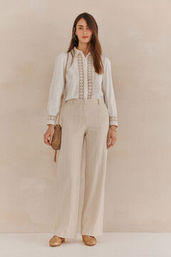 Hoss Intropia Petra. Pantalones pinza Marfil