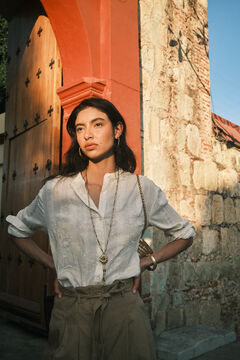 Hoss Intropia Galiana. Camisa bordada Marfil