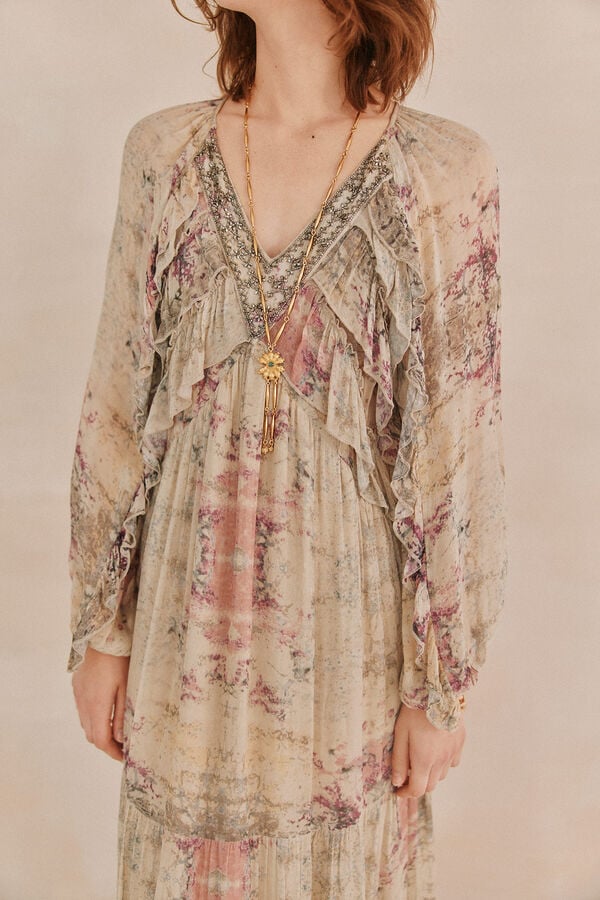 Hoss Intropia Ariana. Vestido bordado Beige