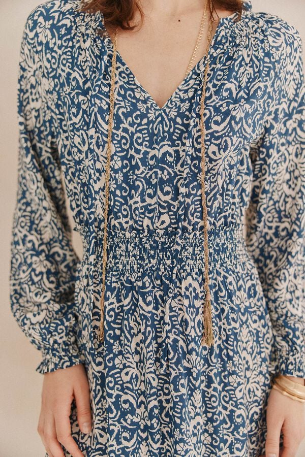 Hoss Intropia Vestido Lía estampado Painel Azul