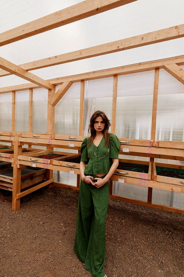 Hoss Intropia Casilda. Blusa rom&aacute;ntica entallada Kaki