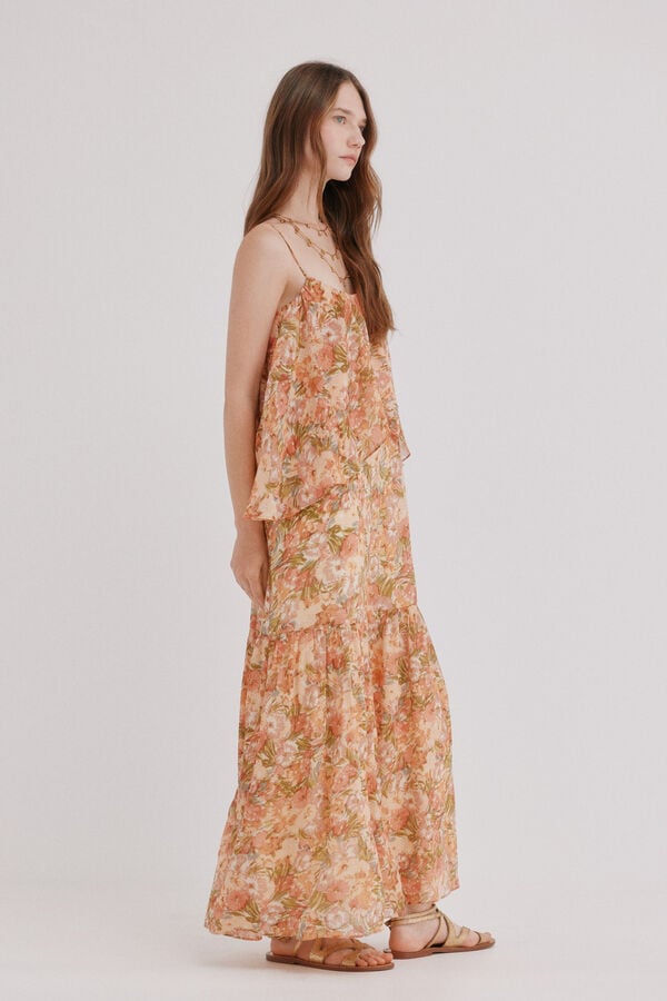 Hoss Intropia Africa. Vestido rom&aacute;ntico Estampado Naranja