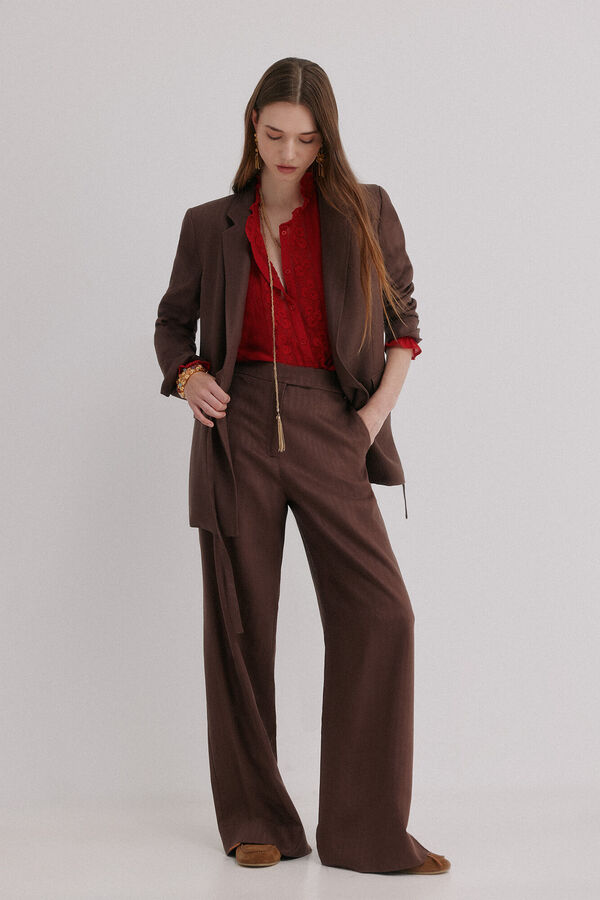 Hoss Intropia Elaine. blazer gola de lapela Castanho