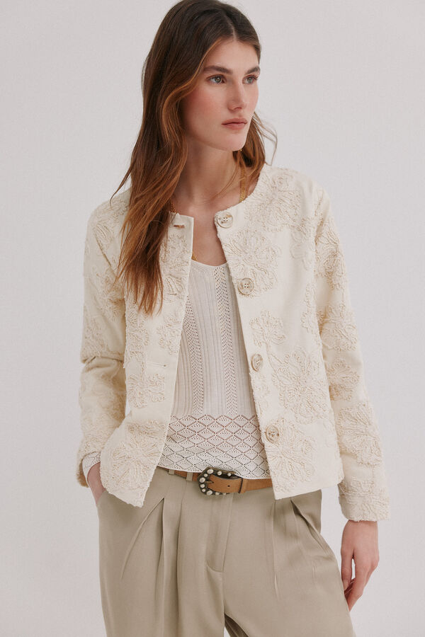 Hoss Intropia Eider. casaco jacquard Ecru