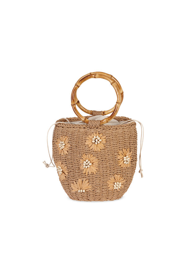 Hoss Intropia Norma. Bolso de rafia bordado Beige