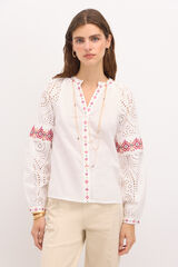 Hoss Intropia Rebeca. Camisa bordada. Branco